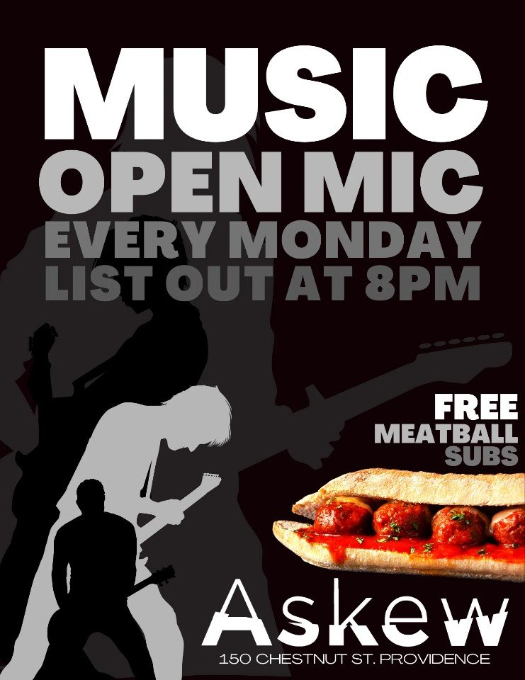 Mar 27th - Meatball Mondays &amp; Open Mic with Adam Newell at Askew!!                                  